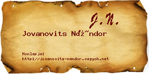Jovanovits Nándor névjegykártya